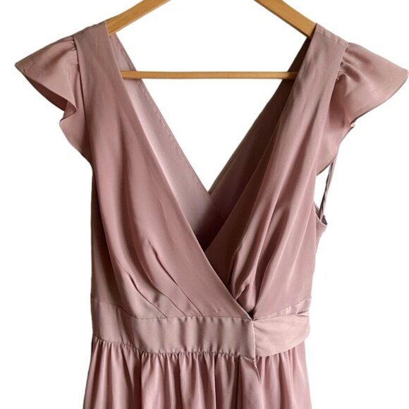 BHLDN Hitherto Sydney Wrap Dress Size 6 Mauve Pink Cap Sleeve Bridesmaids - Picture 9 of 15